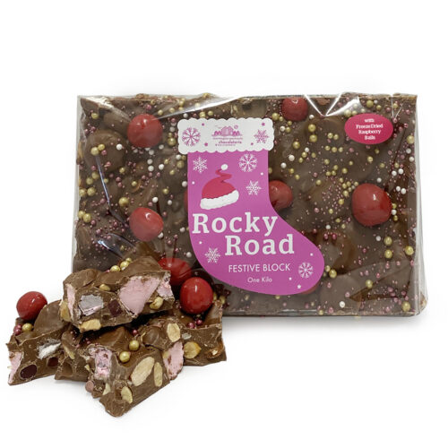 1 Kilo Festive Rocky Road with Freeze Dried Raspberry Balls